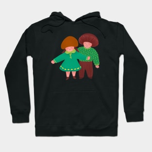 Cute and happy mushroom boy and girl, version 2 Hoodie